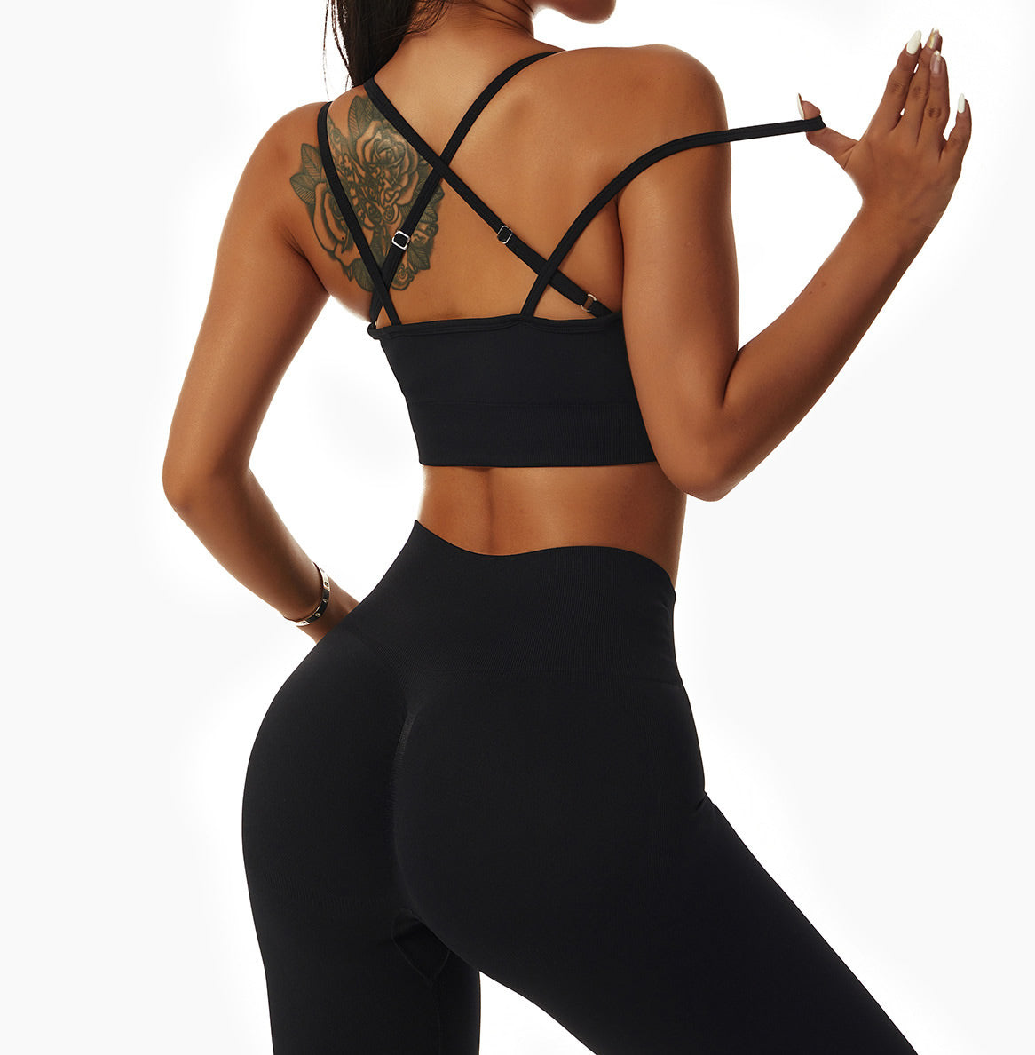 gymcherries lea sports bra black back