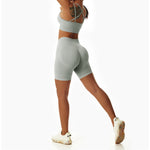gymcherries lea seamless shorts grey back