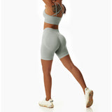 gymcherries lea seamless shorts grey back