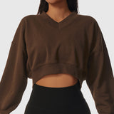 gymcherries brown sweater cropped